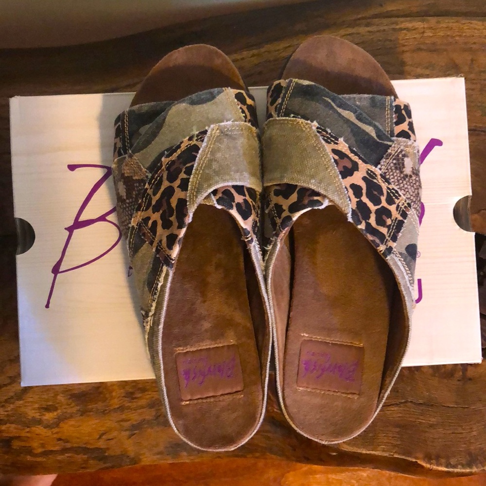 Cute animal army print slip ons